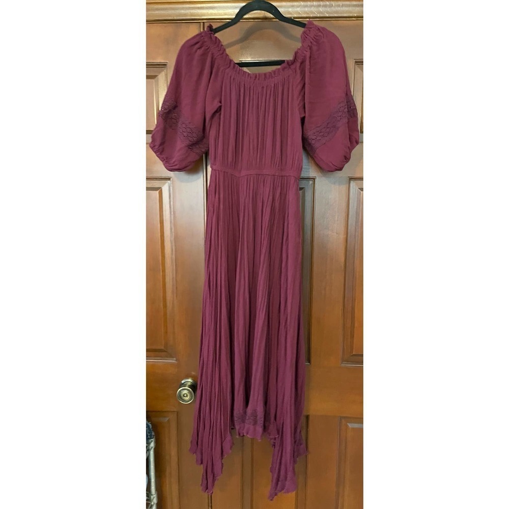 FATE PEASANT BOHO STYLE ASYMMETRICAL LAYERED ON/OFF SHOULDER LONG DRESS - Picture 2 of 5
